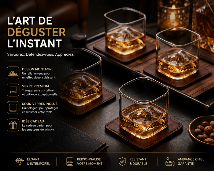 Verre à Whisky Relief Montagne - Coffret Cadeau