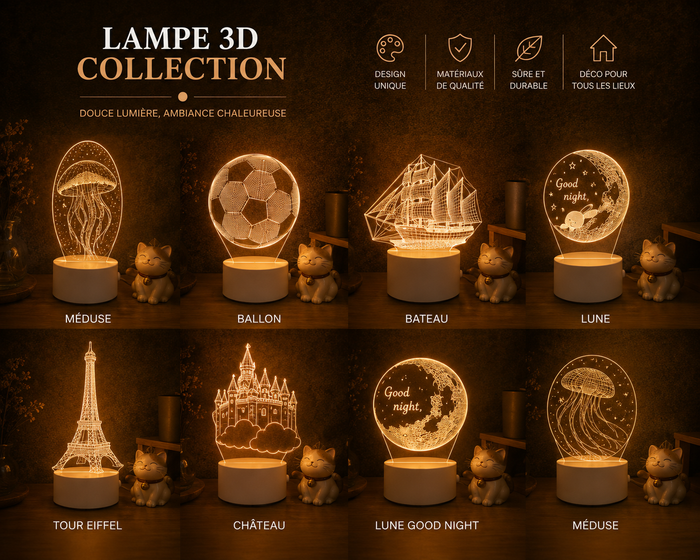 Lampe 3D Lumineuse - Veilleuse Déco Originale
