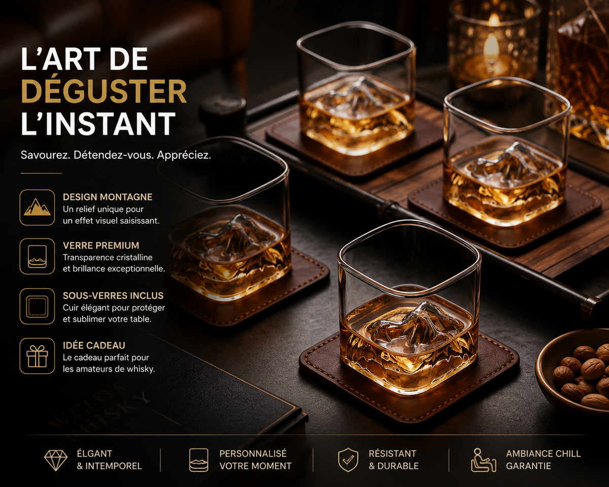 Verre à Whisky Relief Montagne - Coffret Cadeau