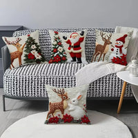 Housse de Coussin de Noël - Renne, Père Noël & Bonhomme de Neige (45x45cm)