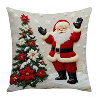 Housse de Coussin de Noël - Renne, Père Noël & Bonhomme de Neige (45x45cm)