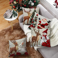 Housse de Coussin de Noël - Renne, Père Noël & Bonhomme de Neige (45x45cm)