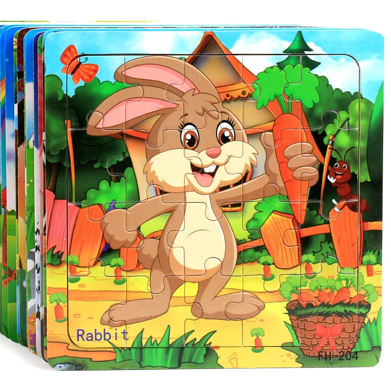 Puzzle 3D en Bois - Animaux & Véhicules (20 pièces, Montessori)