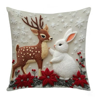 Housse de Coussin de Noël - Renne, Père Noël & Bonhomme de Neige (45x45cm)